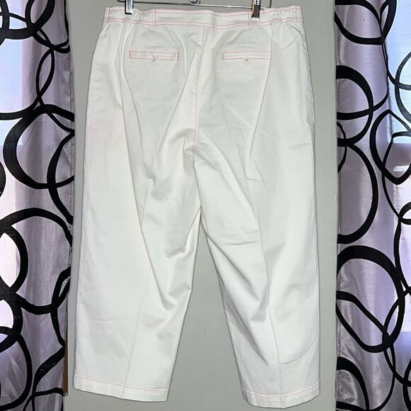 Cappagallo white cotton blend pants with hot pink trim size 16 - Picture 5 of 10